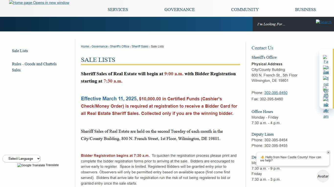 Sale Lists | New Castle County, DE - Official Website