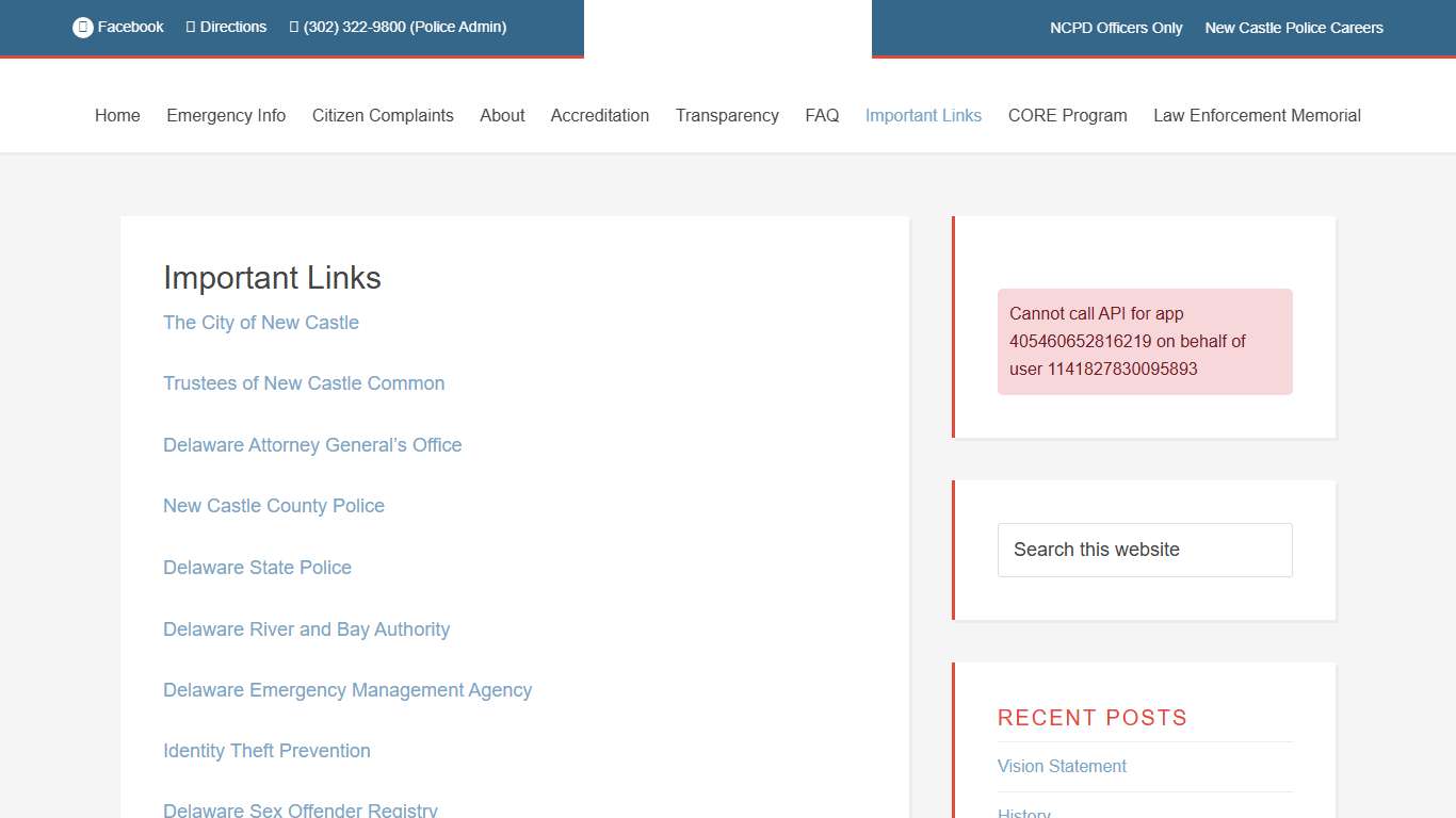 Important Links - The City of New Castle Police Department - Delaware